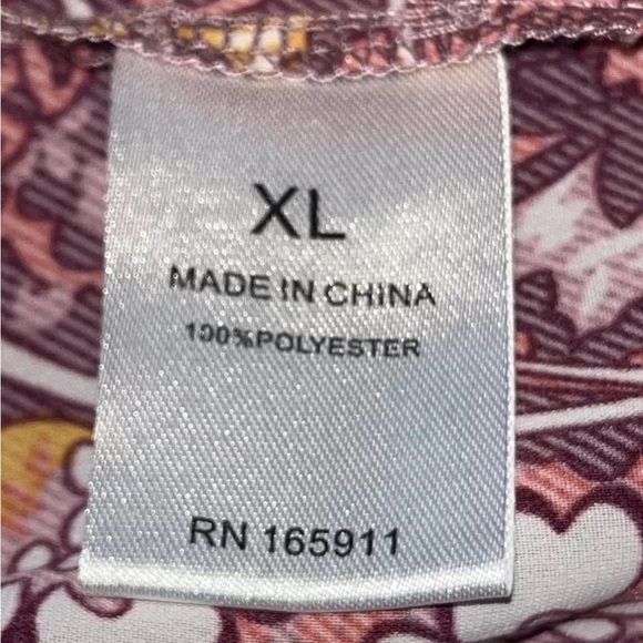 XL Pink Peach Paisley DRESS Wide Stretch Neck Ruffle Trumpet Sleeve RUFFLE HEM - Picture 2 of 14